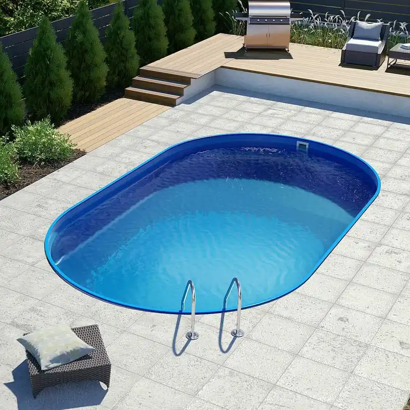 Ovalpool-Set BRONZE 6,23 x 3,60 x 1,50 m, Folie blau 0,80 mm, eingelassen Gratis Versand