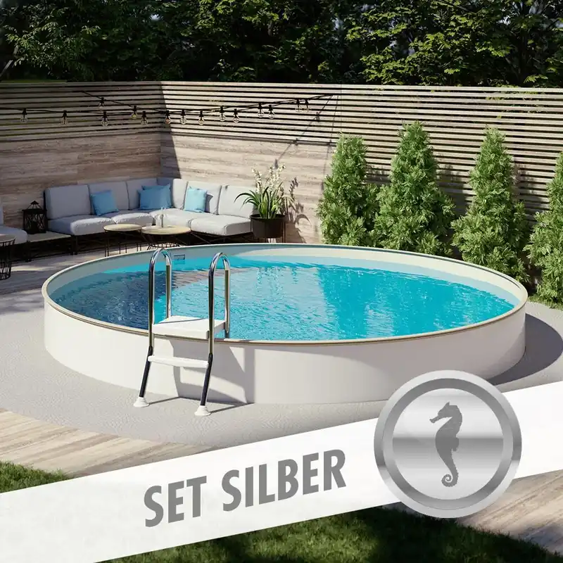 Rundpool-Set SILBER Ø 3,50 x 1,20 m, Folie sand 0,80 mm, teileingelassen Sonderaktion