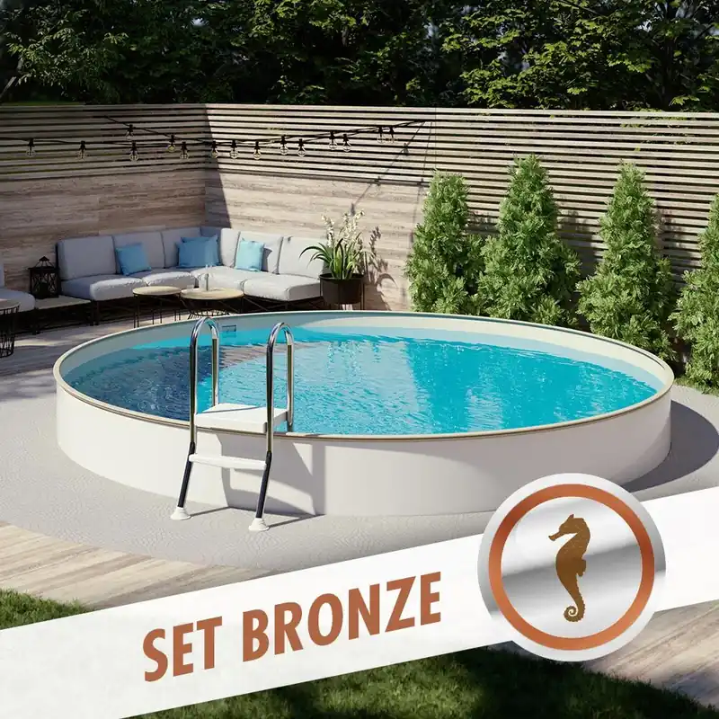 Kostenloser Rückversand Rundpool-Set BRONZE Ø 4,50 x 1,20 m, Folie sand 0,80 mm, teileingelassen