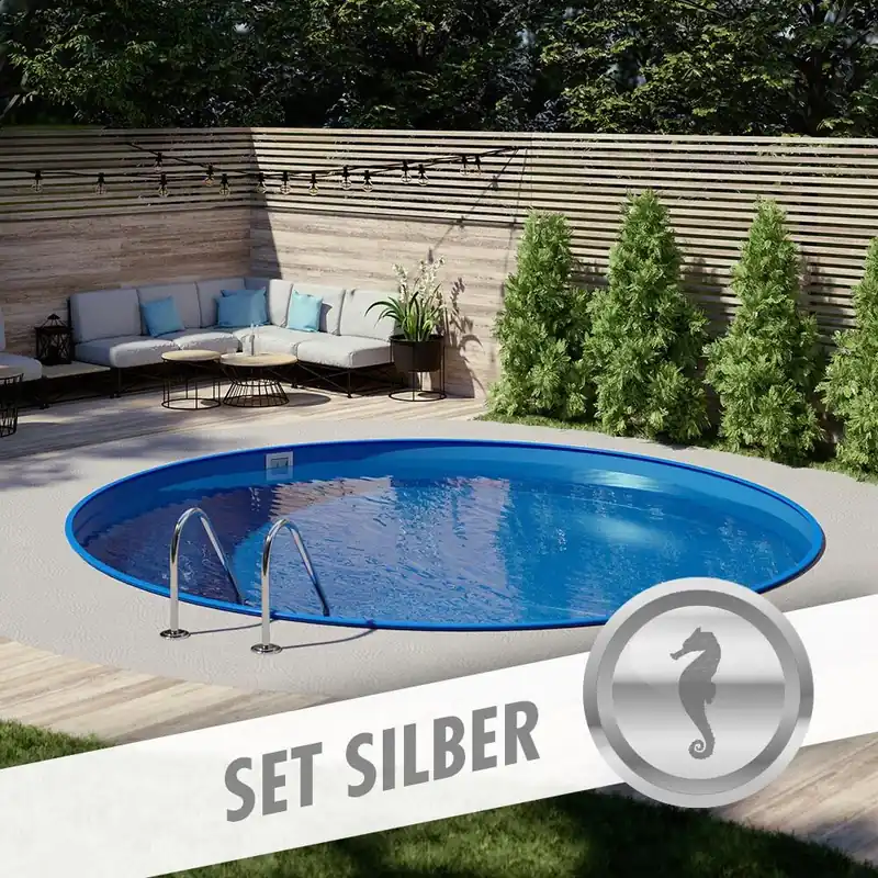Rundpool-Set SILBER Ø 3,00 x 1,20 m, Folie blau 0,80 mm, eingelassen Nur Heute