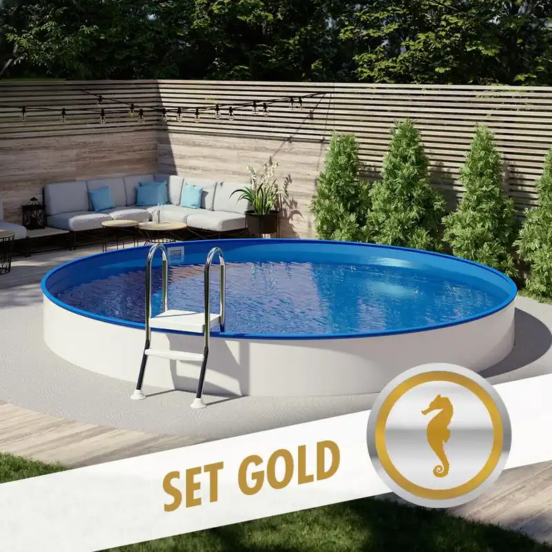 Rundpool-Set GOLD Ø 3,00 x 1,20 m, Folie blau 0,80 mm, teileingelassen Bestseller