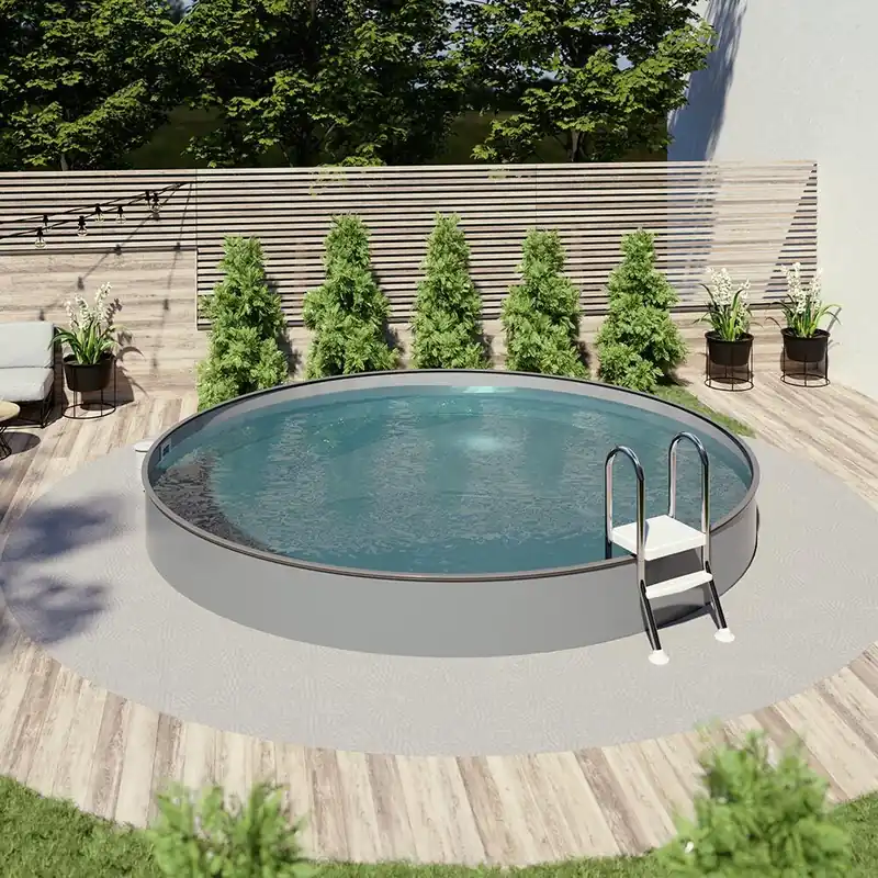 Markenprodukt Rundpool-Set BRONZE Ø 3,50 x 1,20 m anthrazit, Folie grau, teileingelassen
