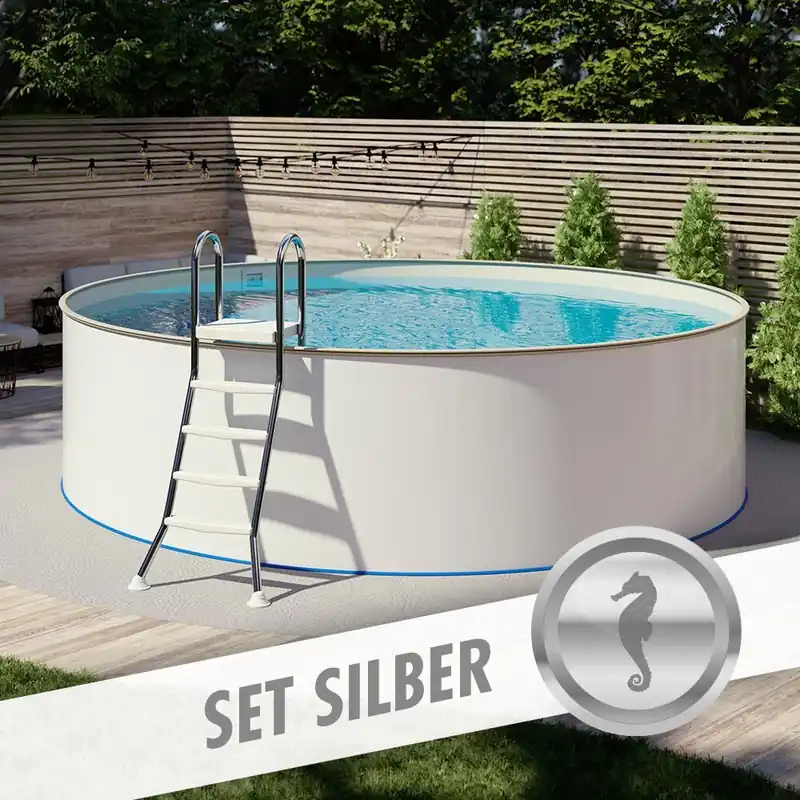 Online Kaufen Rundpool-Set SILBER Ø 4,50 x 1,35 m, Folie sand 0,80 mm, aufgestellt