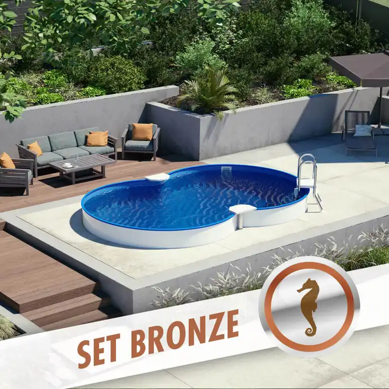 Achtform-Set BRONZE 4,70 x 3,00 x 1,20 m, Folie blau 0,80 mm, teileingelassen Nur Heute