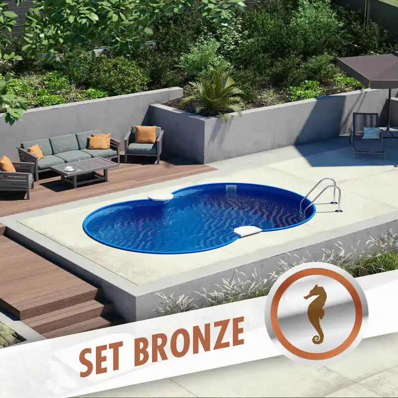 Achtform-Set BRONZE 4,70 x 3,00 x 1,20 m, Folie blau 0,80 mm, eingelassen Preisreduziert
