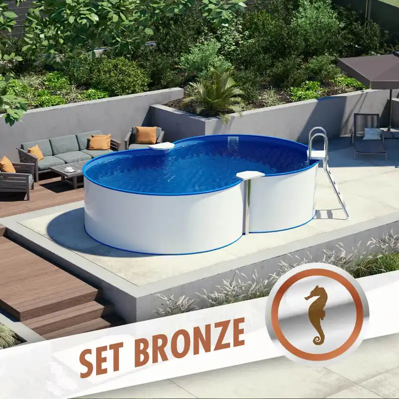 Achtform-Set BRONZE 5,25 x 3,20 x 1,35 m, Folie blau 0,80 mm, aufgestellt Garantierte Lieferung