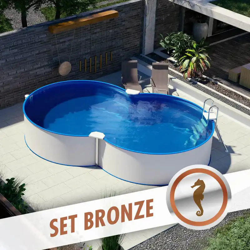 Echt Achtform-Set BRONZE 6,25 x 3,60 x 1,35 m, Folie blau 0,80 mm, aufgestellt