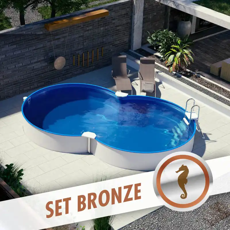 Aktuell Achtform-Set BRONZE 6,25 x 3,60 x 1,35 m, Folie blau 0,80 mm, teileingelassen
