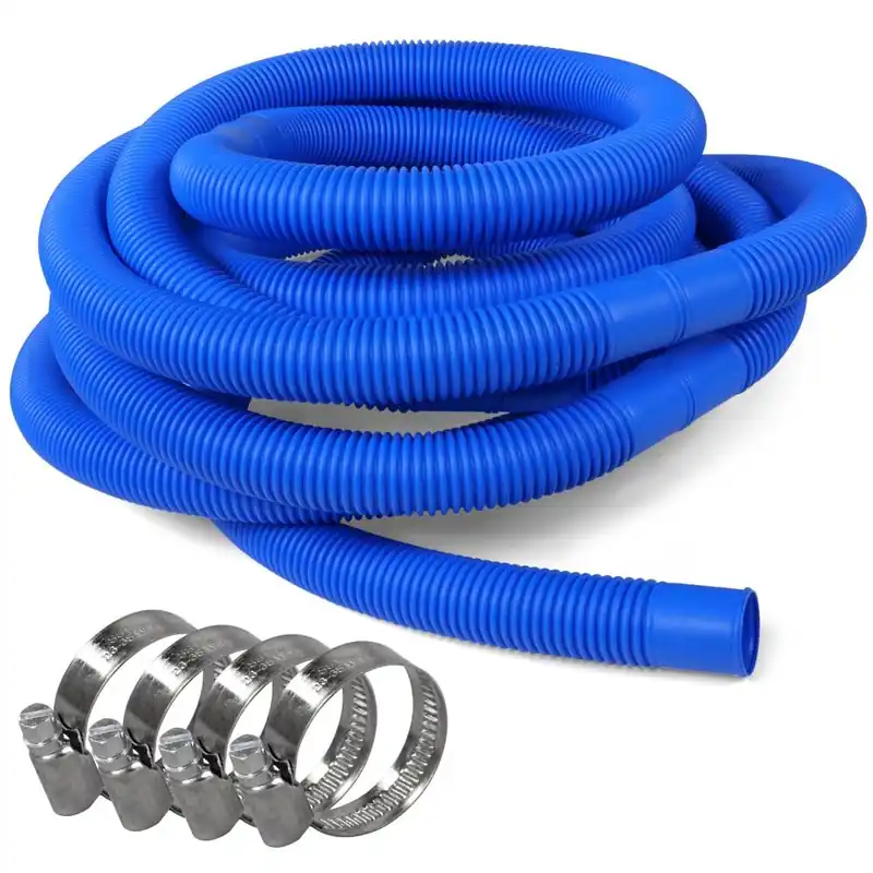 Preisreduziert SET> 6,00m Schwimmbad Schlauch, blau Ø 32mm + 4 Schellen