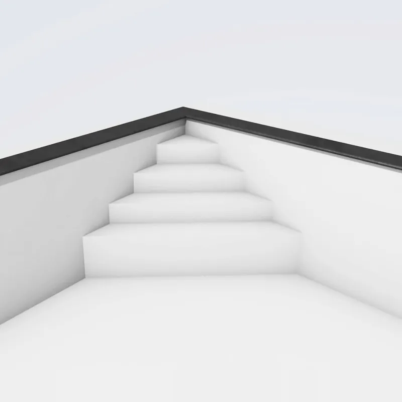 TrendStone Ecktreppe Oblique 169 x 169 cm | H 128 cm 4-stufig für Beckentiefe 150 cm | Polystyrol | Kunststoffbeschichtung Letzte Chance