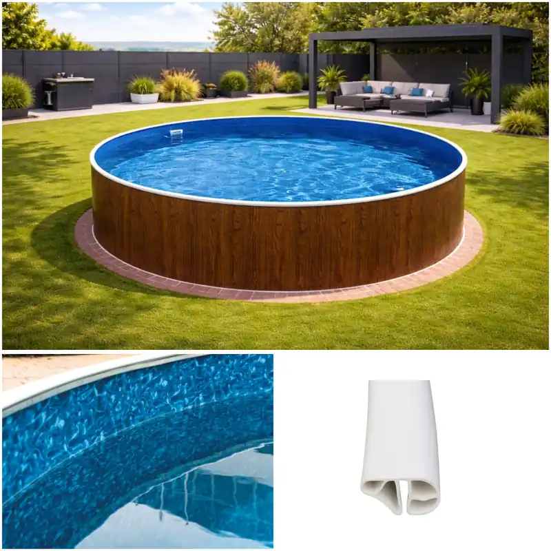 Knallerangebot Rundpool Holzoptik 4,60 x 1,20 m Poolfolie marmoriert