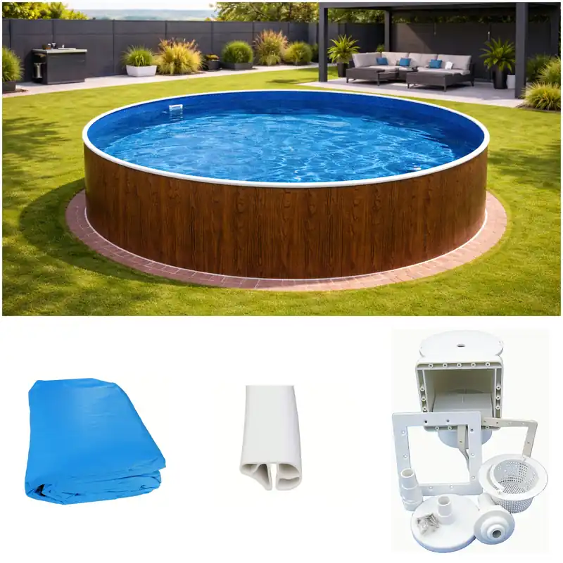 Top-Seller Rundpool Holzoptik 5,50 m x 1,20 m mit Skimmer